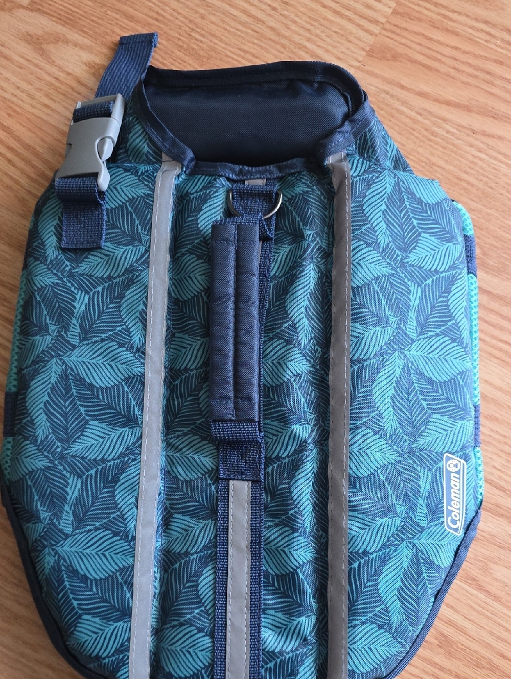 Coleman Teal Leaf-Print Dog Swim Jacket